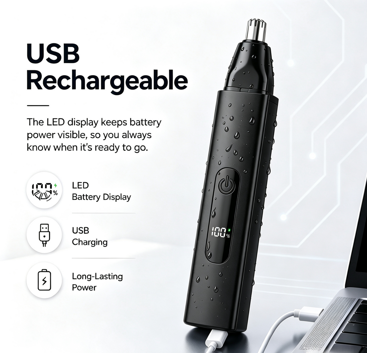 Professional LED Display Nose & Ear Trimmer